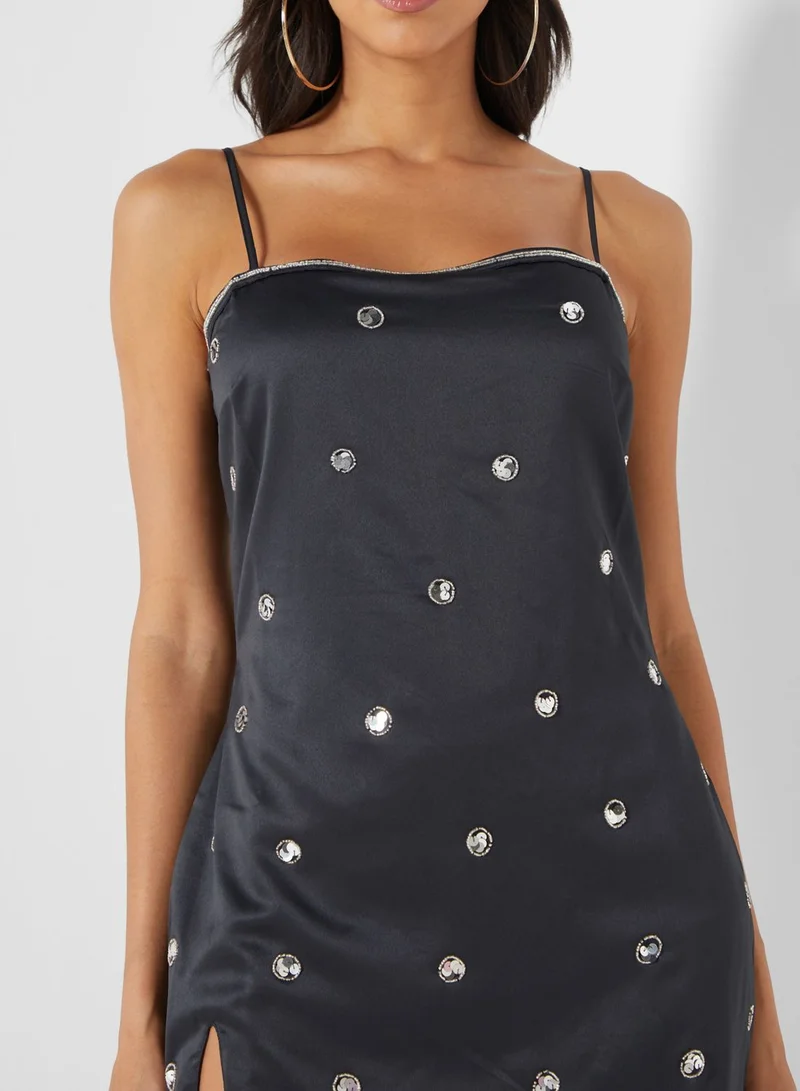NASTY GAL Strappy Mirror Detail Dress
