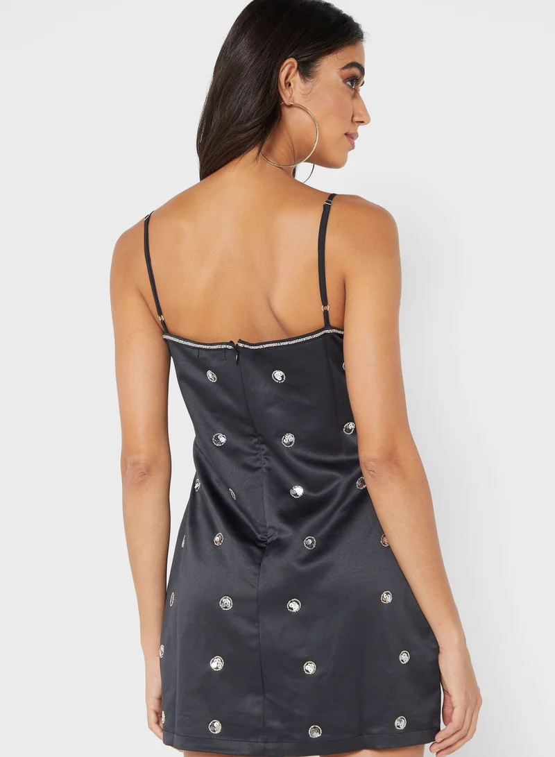 NASTY GAL Strappy Mirror Detail Dress