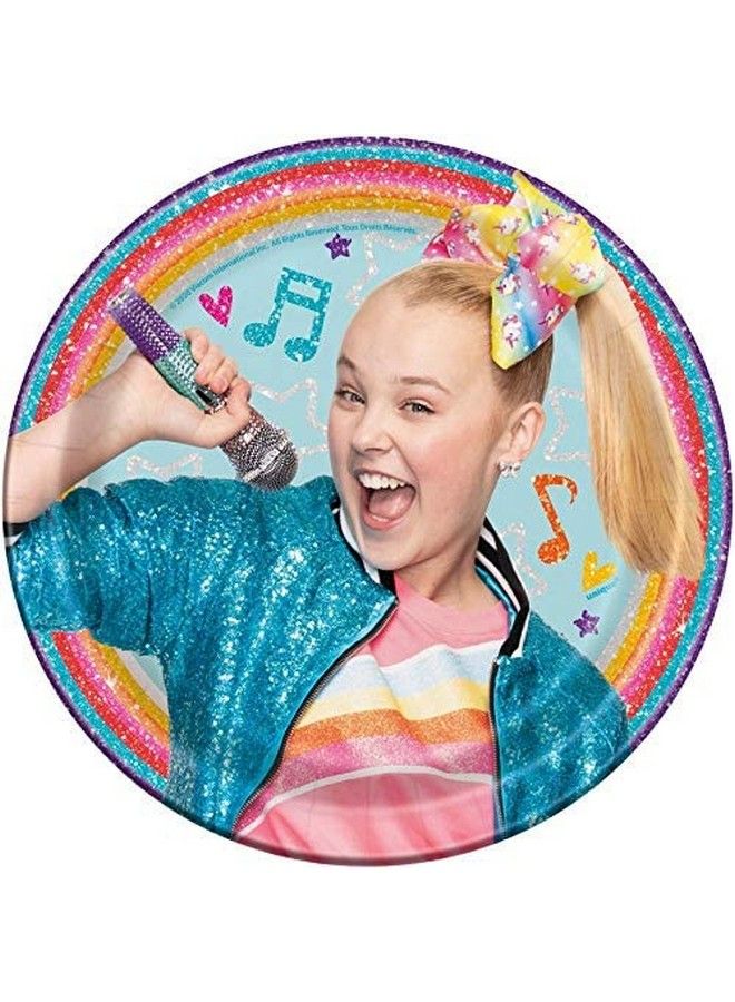 Unique Round Paper Dessert Plates 7" ; Jojo Siwa ; 8 Pcs - Image 1