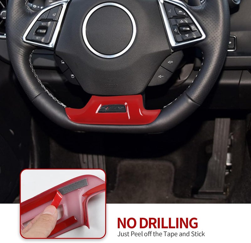 CheroCar for Chevrolet Camaro Steering Wheel Trim Decoration Cover Interior Accessories for Chevrolet Camaro 2017-2022 (Red) - Image 4