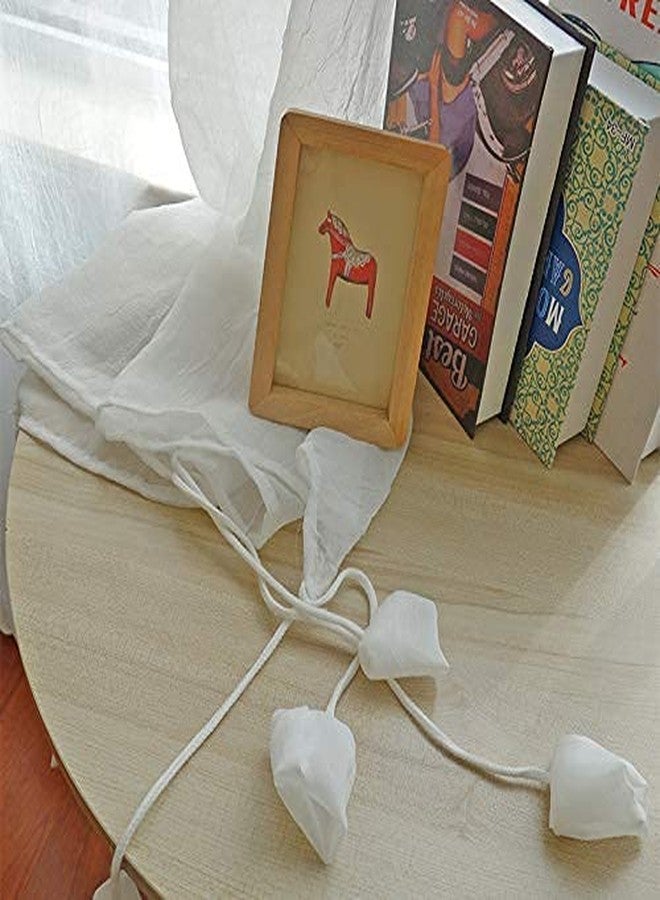 FADFAY Sheer Lace Curtain with Attached Valance, 1 Panel White Balloon Curtain 78"x59", Adjustable Tie-Up Tulle Shade for Window or Door, Farmhouse Shabby Chic Style - Image 5