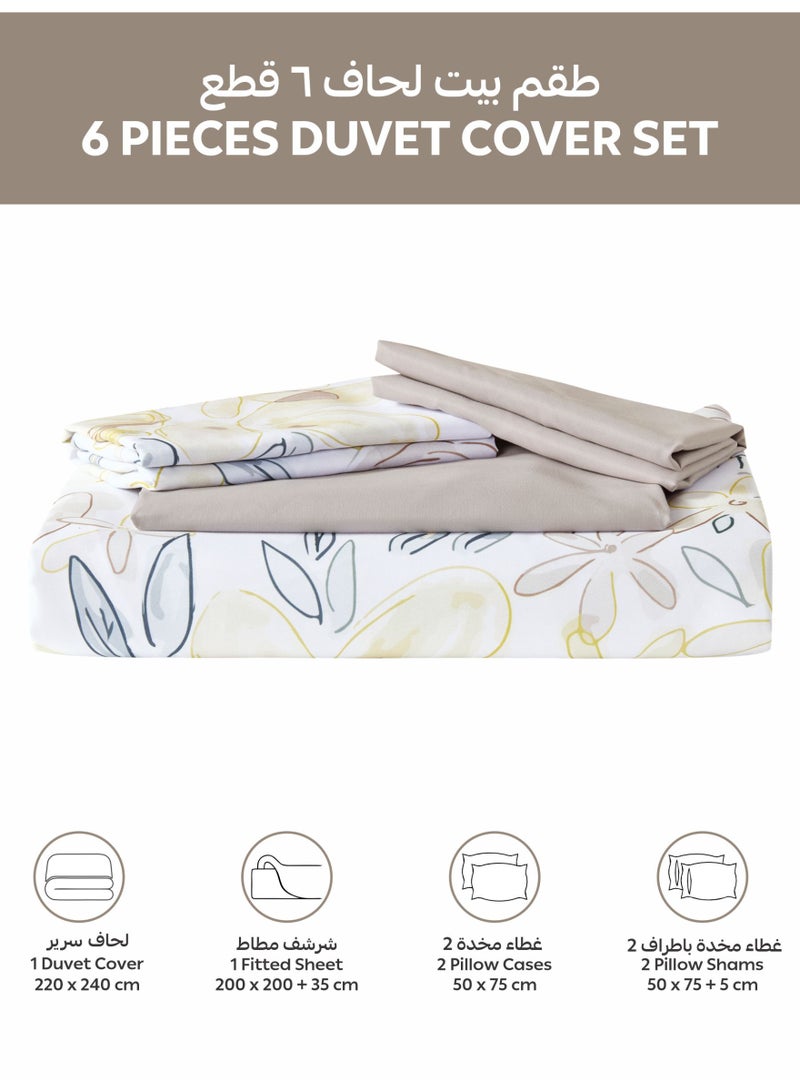 Donetella Digital Print Duvet cover Set, King Size 220x240 cm - 6-Pcs Bed Set, ,Emirate Collection, Microfiber - 1 Duvet Cover, 1 Fitted Sheet, 2 Pillow Shams, 2 Pillowcases (Filler Not Include) - Image 4