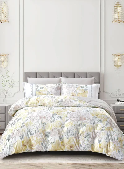 Donetella Digital Print Duvet cover Set, King Size 220x240 cm - 6-Pcs Bed Set, ,Emirate Collection, Microfiber - 1 Duvet Cover, 1 Fitted Sheet, 2 Pillow Shams, 2 Pillowcases (Filler Not Include)