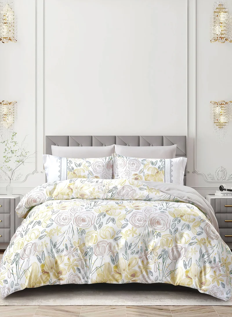 Donetella Digital Print Duvet cover Set, King Size 220x240 cm - 6-Pcs Bed Set, ,Emirate Collection, Microfiber - 1 Duvet Cover, 1 Fitted Sheet, 2 Pillow Shams, 2 Pillowcases (Filler Not Include)