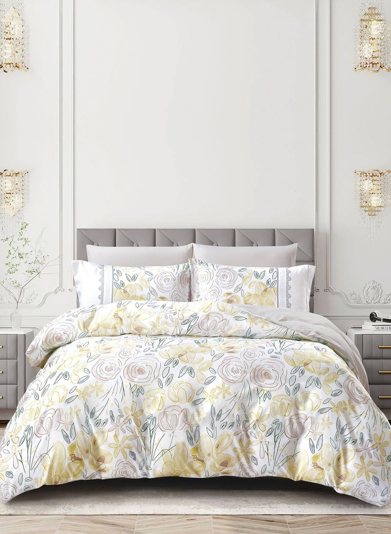 Donetella Digital Print Duvet cover Set, King Size 220x240 cm - 6-Pcs Bed Set, ,Emirate Collection, Microfiber - 1 Duvet Cover, 1 Fitted Sheet, 2 Pillow Shams, 2 Pillowcases (Filler Not Include) - Image 1