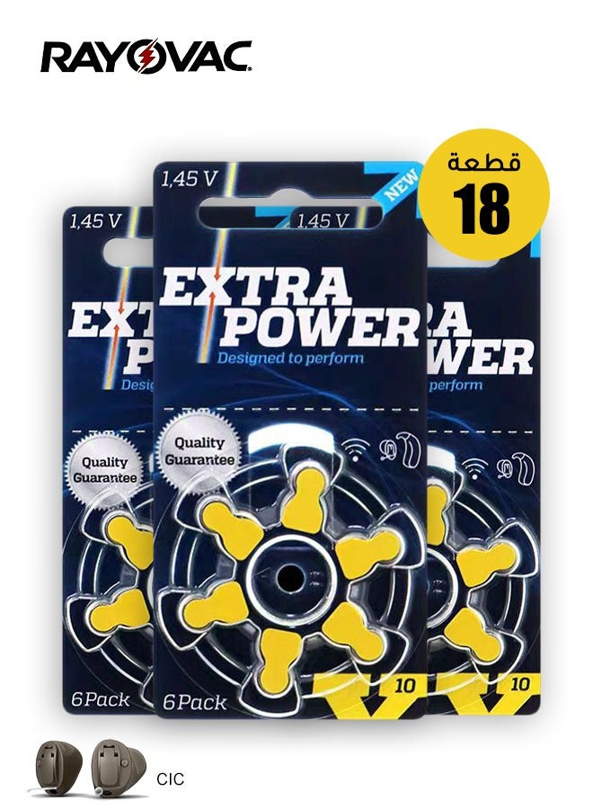 رايوفاك حزمة من 18 قطعة بطاريات أصلية عالية المستوى للسمع 1.45 فولت مقاس 10