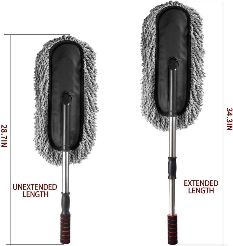 DETACHI Microfiber Duster for Exterior Cleaning with Extendable Handle Super Soft, Scratch-Free Brush for Home and Vehicle Use, 15.7 Cm, Grey - Image 3