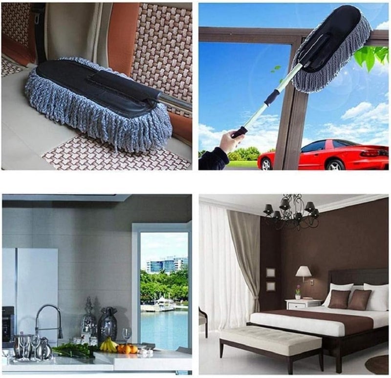 DETACHI Microfiber Duster for Exterior Cleaning with Extendable Handle Super Soft, Scratch-Free Brush for Home and Vehicle Use, 15.7 Cm, Grey - Image 2