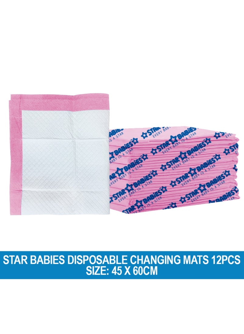 STAR BABiES Disposable Changing Mat Large 45 X 60Cm Pack Of 12 - Pink - Image 2