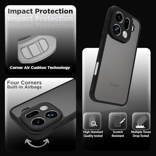 RIGGEAR Shockproof Sleek Hybrid Armor Back Cover Case for Oppo Find X9 Pro 5G (Smoke Black Matte PC + Black TPU Bumper) - Image 3