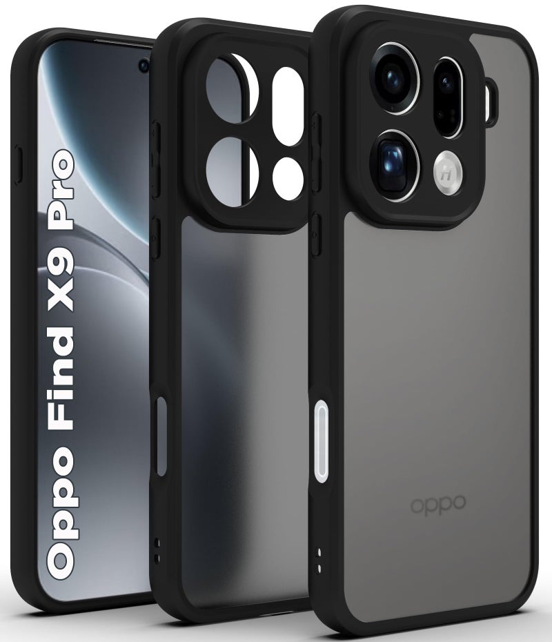 RIGGEAR Shockproof Sleek Hybrid Armor Back Cover Case for Oppo Find X9 Pro 5G (Smoke Black Matte PC + Black TPU Bumper) - Image 1
