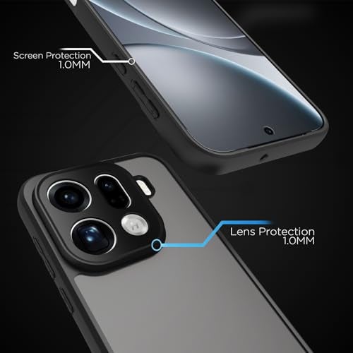 RIGGEAR Shockproof Sleek Hybrid Armor Back Cover Case for Oppo Find X9 Pro 5G (Smoke Black Matte PC + Black TPU Bumper) - Image 4