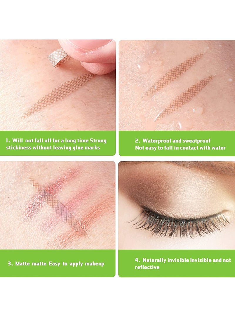 Eyelid Tape Natrual Breathable Eyelid Strips Waterproof Invisible Eyelid Stickers with 3 Pieces Eyelid Forks Tweezer Small Round Head for Women Hooded Eyes Makeup, 1800pcs 3 Styles - Image 5