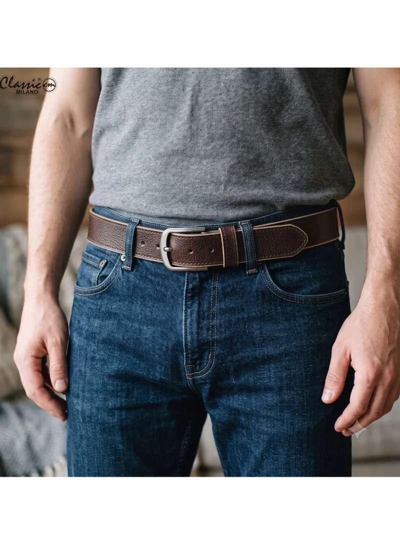 Classic Milano Classic Milano Genuine Leather Belt for Men - Semi-Casual & Party Wear Belt for Jeans, Casual Outfits, and Gifts - Black, Brown & Tan Men’s Belt