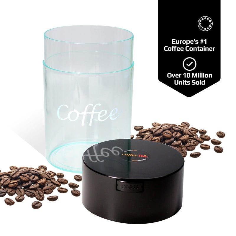 Coffeevac 1LB â€“ Patented Airtight Container | Multi-use Vacuum Container Works as Smell Proof Containers for Ground Coffee and Coffee Bean Containers. Black Cap and Clear Body with Logo - Image 2