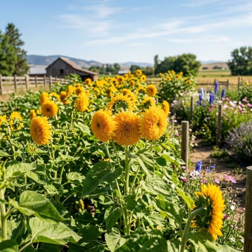 DouxiE 50 Teddy Bear Sunflower Seeds, Dwarf Double Bloom, Golden Yellow, Full Sun, Easy to Grow, Great for Containers - Image 3