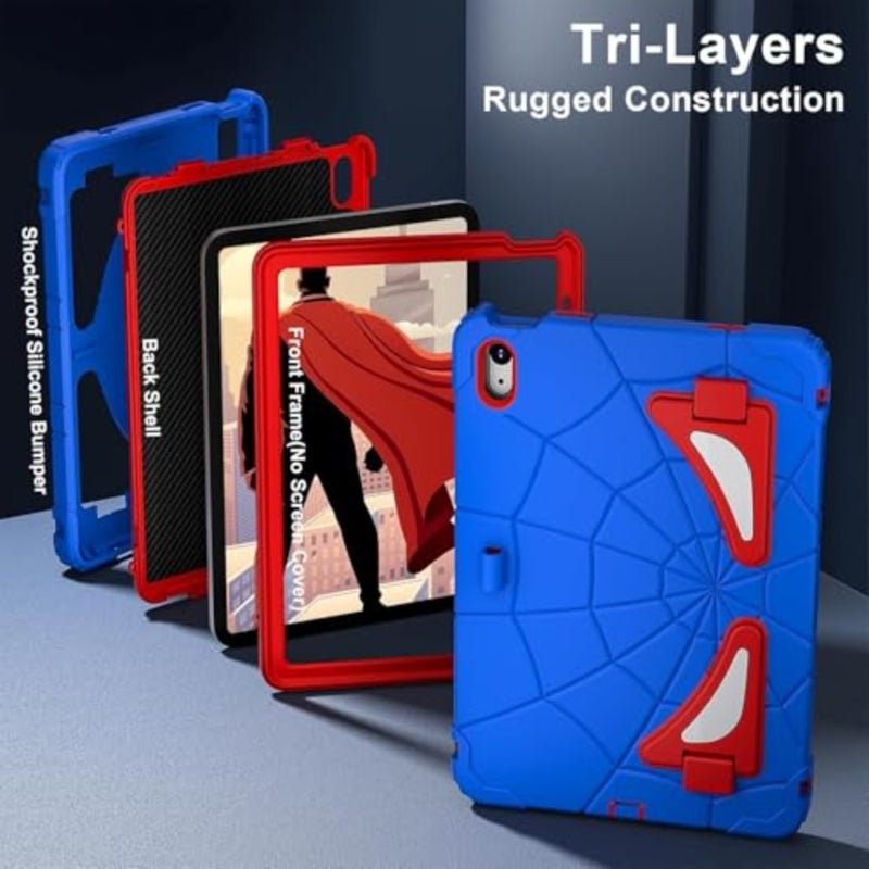 حافظة iPad مقاومة للصدمات للجيل الحادي عشر 2025 والجيل العاشر (2022) مقاس 11 بوصة/10.9 بوصة، تتميز بمسند وحزام كتف، ومواد TPU المتينة، ولمسة نهائية سوداء غير لامعة - Image 2