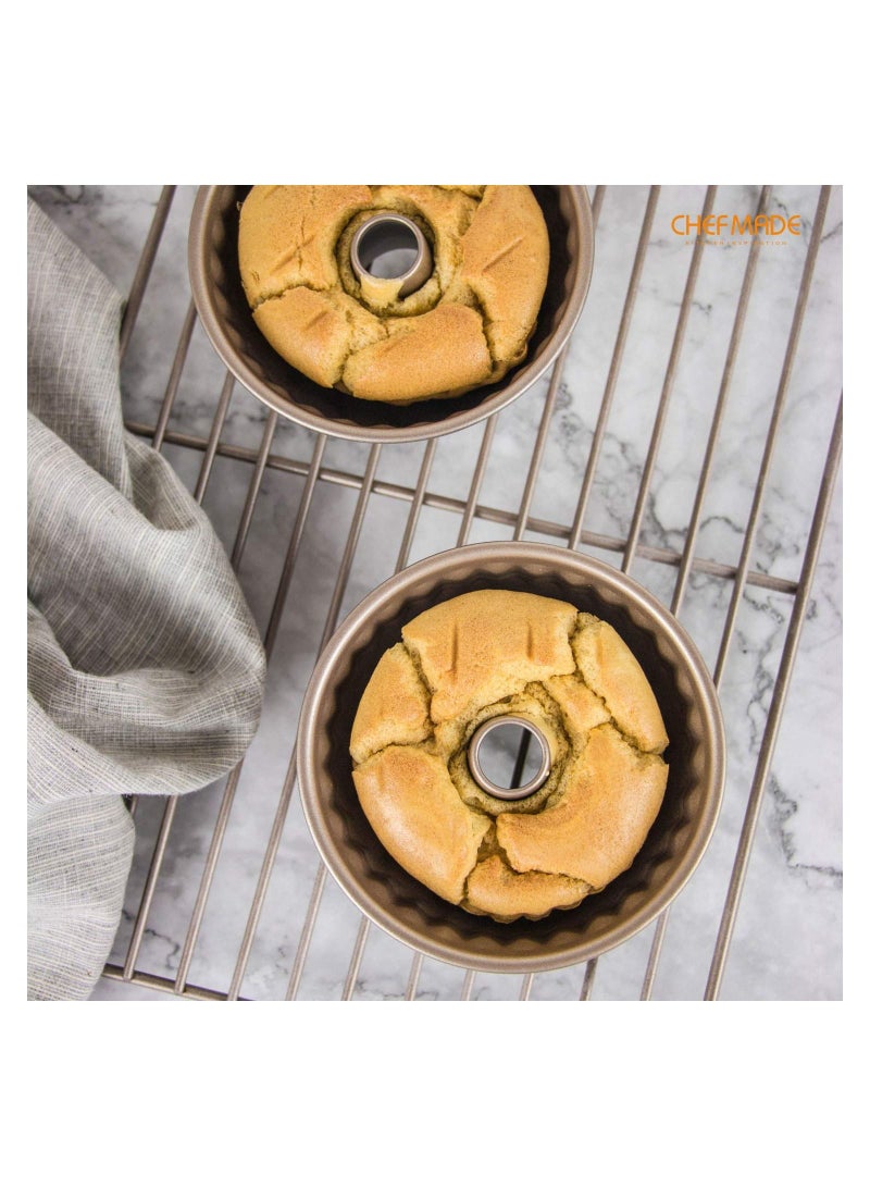 chefmade Mini Tube Pan Set 4 Inch 4Pcs Non-Stick Kugelhopf Mold - Image 4