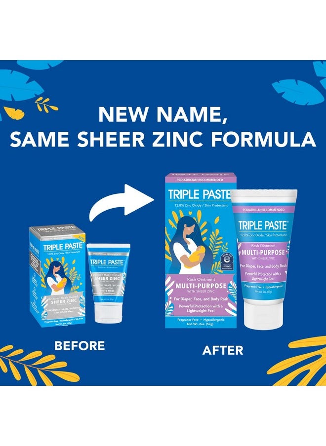 Triple Paste - Multi-Purpose Baby Healing Ointment - 2 Oz Tube - Diaper Rash Cream And Skin Protectant For Hands, Face & Bottom Treats, Soothes & Prevents With Zinc Oxide (Packaging May Vary) - Image 1