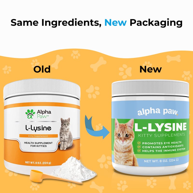 Alpha Paw - Human Grade for Pets - Cat Lysine Supplement - Extra Servings 5-10 Month Supply - Natural Lysine (8 Ounces/227 Grams) - Image 2