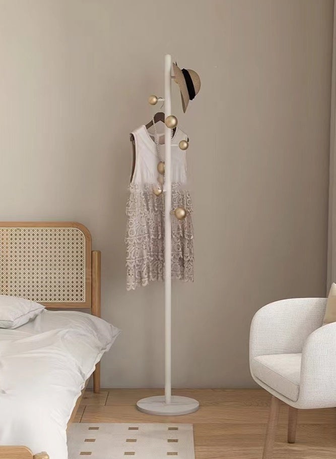 كوتيس حامل معاطف معدني، حامل ملابس، حامل ملابس، شماعات ملابس، حامل مستقل لتعليق المعاطف في المدخل، حامل شماعات ملابس، منزل، فندق، تجزئة، فولاذ، أبيض/ذهبي، 33×173 سم - Image 2