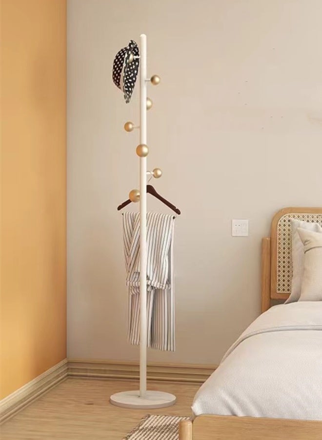 كوتيس حامل معاطف معدني، حامل ملابس، حامل ملابس، شماعات ملابس، حامل مستقل لتعليق المعاطف في المدخل، حامل شماعات ملابس، منزل، فندق، تجزئة، فولاذ، أبيض/ذهبي، 33×173 سم - Image 1