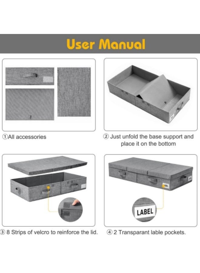 GGEROU 1-Piece Under Bed Bag with Lid Foldable Underbed Storage Bin Large Capacity Clothes Bag Organizer 4 Reinforced Handle Oxford Cloth Comforters Bedding Storage Container for Bedroom - Image 5