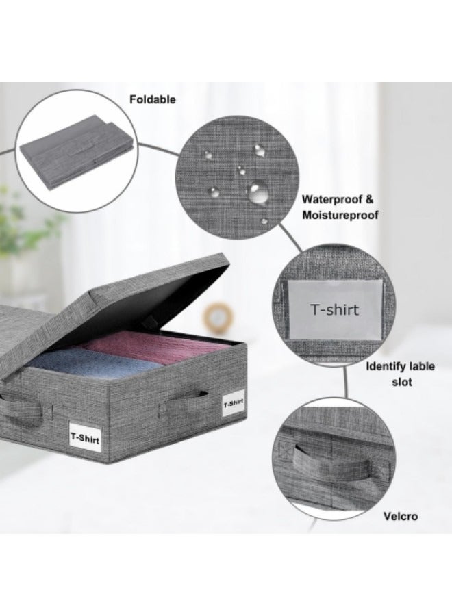 GGEROU 1-Piece Under Bed Bag with Lid Foldable Underbed Storage Bin Large Capacity Clothes Bag Organizer 4 Reinforced Handle Oxford Cloth Comforters Bedding Storage Container for Bedroom - Image 3