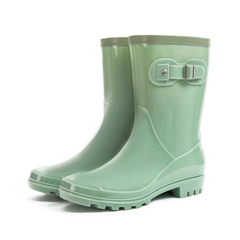 Fubotao Women's Mid Calf Rain Boots Waterproof Fashion Garden Shoes Anti-slipping Rainboots For Women Comfortable Insole Light Rain Shoes - Image 3