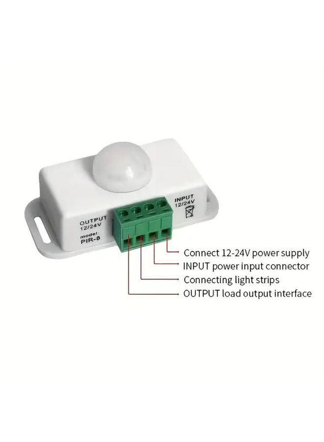 1pc White DC 12V 24V 36V Hardwired PIR Motion Sensor Light Switch Automatic On Off Infrared Detector Timer Free Operation For LED Strip Ceiling Wall Mountable Module Compatible With Smart Systems - Image 5