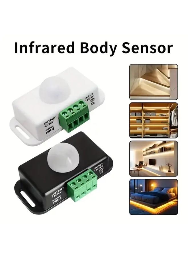 1pc White DC 12V 24V 36V Hardwired PIR Motion Sensor Light Switch Automatic On Off Infrared Detector Timer Free Operation For LED Strip Ceiling Wall Mountable Module Compatible With Smart Systems - Image 1