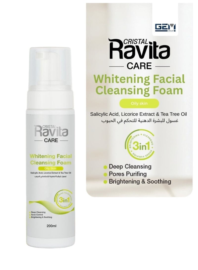 CRISTAL ravita whitening facial cleansing foam for oily skin 200 ml - Image 1