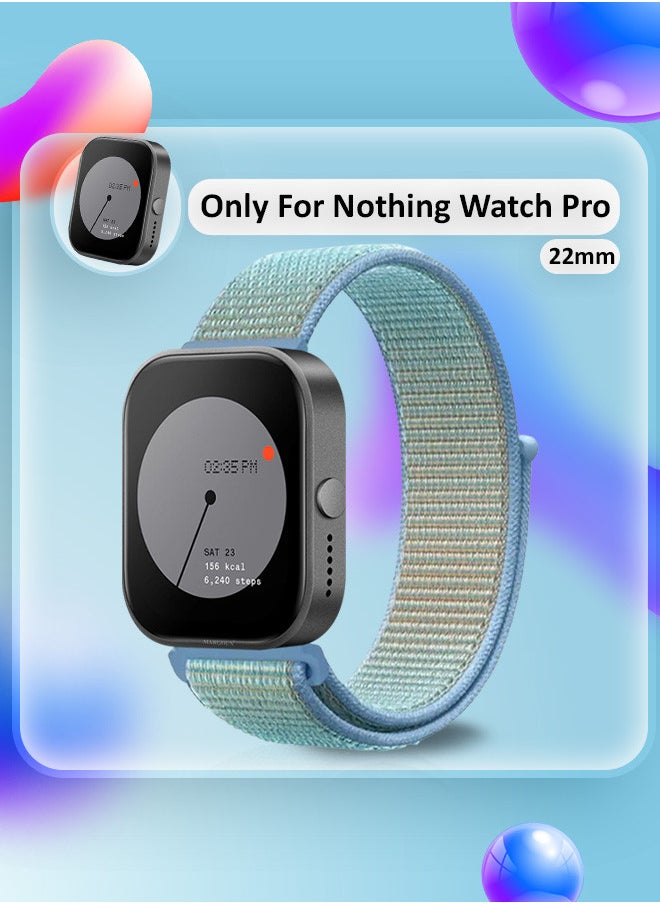CATANES - (for Nothing Watch Pro 22mm) Nylon Strap,Quick Release Bands for Women Men Sport Wristband Strap Light Blue/White - Image 1