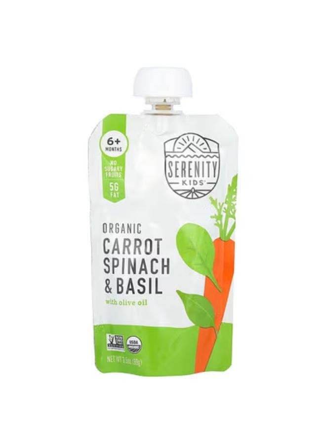 SERENITY KIDS Organic Carrot, Spinach & Basil with Olive Oil, 6+ Months, 3.5 oz (99 g)