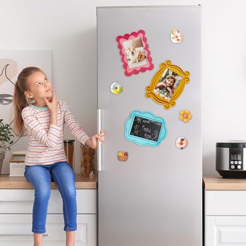 Bnesi Magnetic Picture Frame Fun and Unique Magnet Frames locker Decor Magnetic Picture Drames for Refrigerator Interesting Refrigerator Decoration Suitable for 4x6 Inch Photos (Colorful-honglanhuang) - Image 5