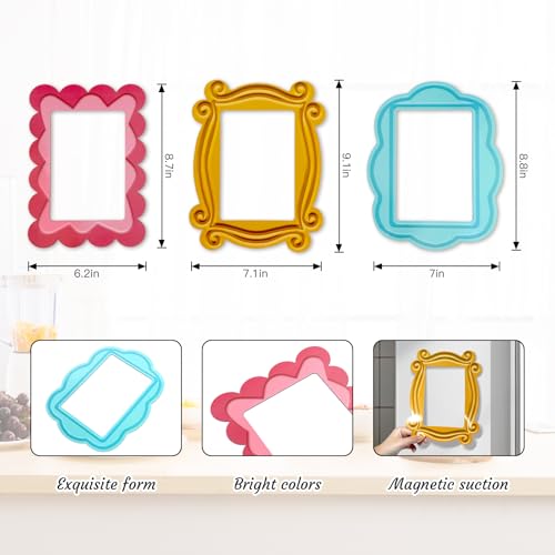 Bnesi Magnetic Picture Frame Fun and Unique Magnet Frames locker Decor Magnetic Picture Drames for Refrigerator Interesting Refrigerator Decoration Suitable for 4x6 Inch Photos (Colorful-honglanhuang) - Image 3
