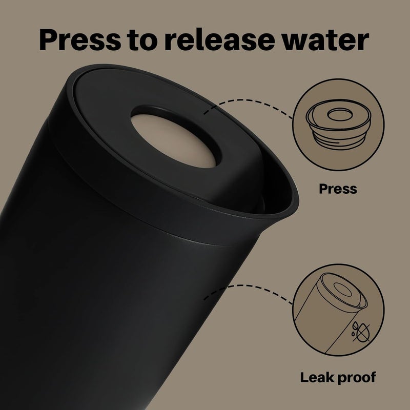 bottle bottle Insulated Stainless Steel Travel Mug, 350ml Capacity, Coffee Cup with Push Button, Lid Keeps Cold and Hot for 12 Hours - Black - Image 3
