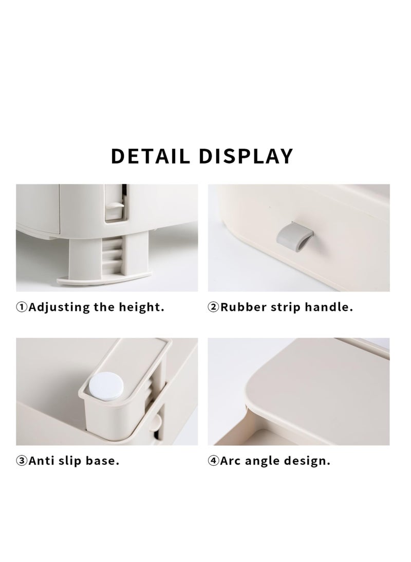 Adjustable Height Monitor Stand with Storage, White Computer Stand for Office Desk Organizers and Accessories, Ideal for Home & Office Use, Tablet Stand with Storage Solutions. - Image 4