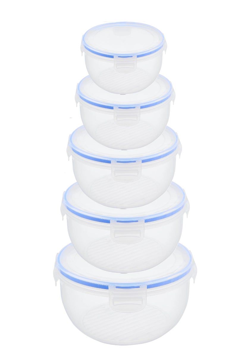 Plasticna Set of 5 transparent bowls with lids For mixing, fermenting bread and preserving foods - Image 1
