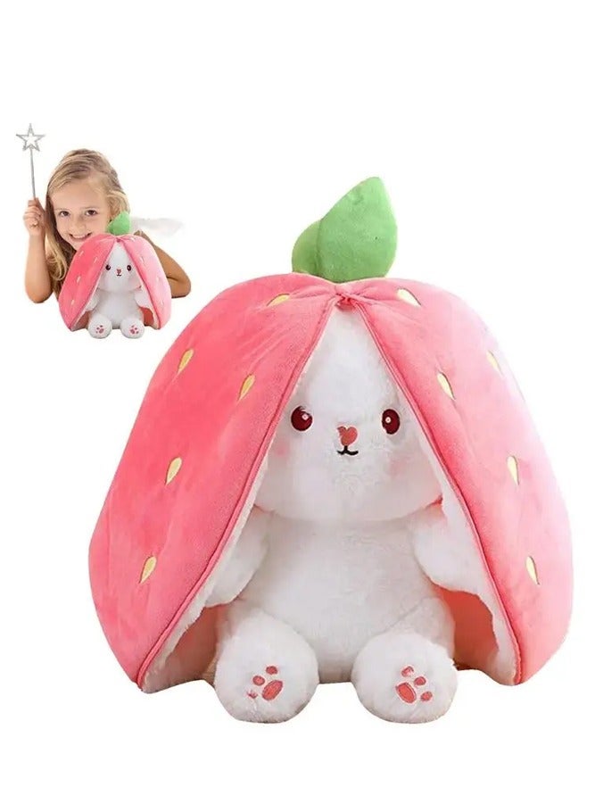 BELLSBERRY Adorable Strawberry Bunny Plush Transforming into a Rabbit Muppet Fruit Doll for Endless Fun - Image 1