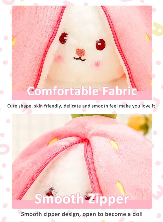 BELLSBERRY Adorable Strawberry Bunny Plush Transforming into a Rabbit Muppet Fruit Doll for Endless Fun - Image 3