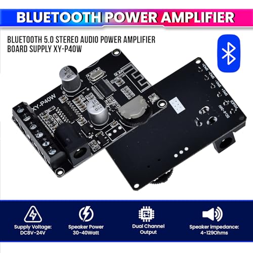 amiciSound Mini 40W+40W Bluetooth 5.0 Amplifier Board – Dual Channel, Stepless Tuning, DC 8-24V DIY Speakers - Image 2