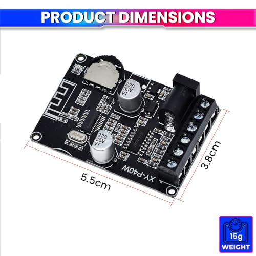amiciSound Mini 40W+40W Bluetooth 5.0 Amplifier Board – Dual Channel, Stepless Tuning, DC 8-24V DIY Speakers - Image 4