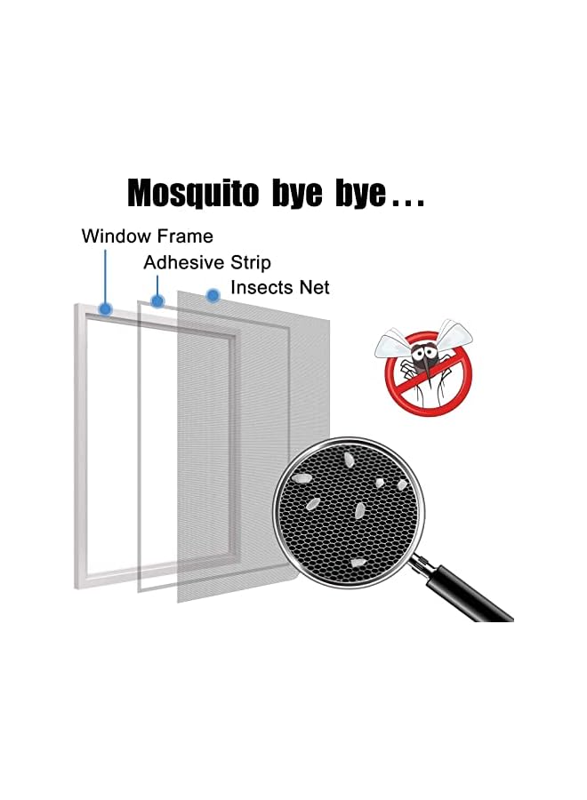 The Bros شبكات شاشة الطيران 3 عبوات - 1.5م × 2م مجموعة واقي من البعوض والحشرات مع شريط لاصق ذاتي 3 لفات شريط شفاف قطع بدون حفر (أسود) - Image 2