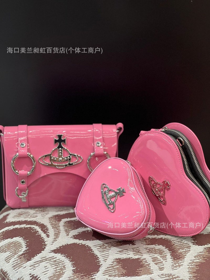 Queen Mother Saturn Pink Underarm Bag, Bucket Bowling Messenger Bag, Pink Model Crossbody Bag - Image 5