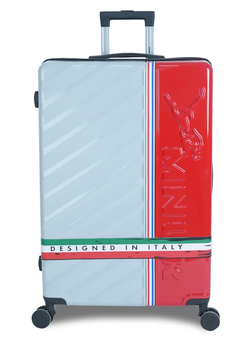 MNUK SWAGGER Set of 2 Luggage| Polycarbonate and ABS Hardside Trolley| Double 360Â° 4 Wheeler| Cabin-20 Inch, Large-28 Inch| White Red