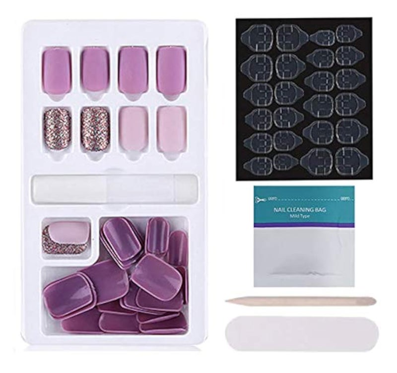 STORE 2508 Store2508 Press on Gel Nails 30 Pcs With Double Sided Jelly Adhesive Nail Glue Nail Filer MB658_DESIGN 010 - Image 1