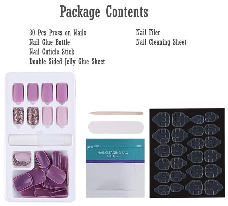 STORE 2508 Store2508 Press on Gel Nails 30 Pcs With Double Sided Jelly Adhesive Nail Glue Nail Filer MB658_DESIGN 010 - Image 4