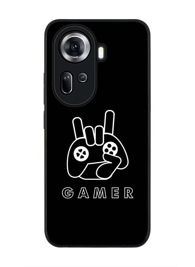 Stylizedd Rugged Black Edge Case for Oppo Reno11, Slim fit Soft Case Flexible Rubber Edges Anti Drop TPU Gel Thin Cover -  Gamer  - Image 1