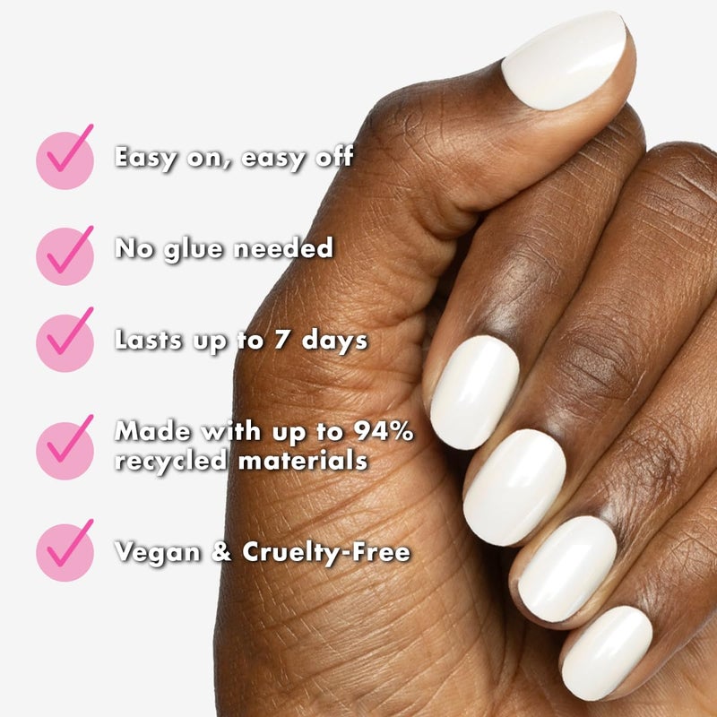 Olive & June Effects Super Stick Mani Press On Nails | Extra Short Round | No Glue Needed | 32 Tab Nails in 16 Sizes | Non-Toxic Tabs | Easy On-Off Non-Damaging Realest Look | 7-Day Wear |Cloud Chrome - Image 3